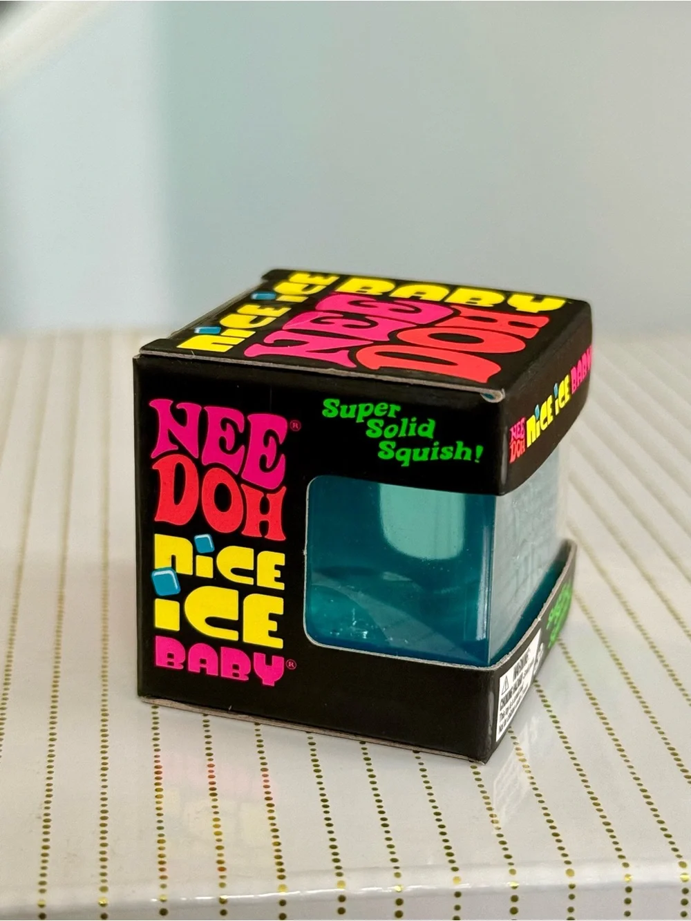 🔥 NeeDoh Nice Ice Baby BLUE Cube Super Solid Squish NIB Viral TikTok Schylling